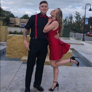 Red Mori lee formal dress